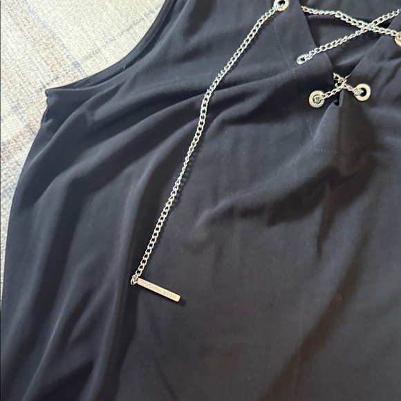 MICHAEL Michael Kors Black Top with Silver Chain Accents - Picture 4 of 7